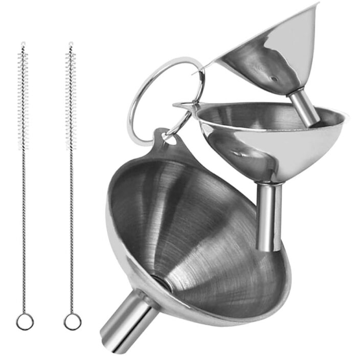 Funnel and brush set of 3, all made of Chinese steel ست قیف و فرچه 3 تایی تمام استیل چینی - تصویر 1