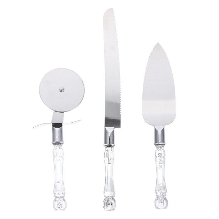 Cake and pizza serving set on a crystal porcelain handle ست سرو کیک و پیتزا بر دسته کریستالی چینی - تصویر 1